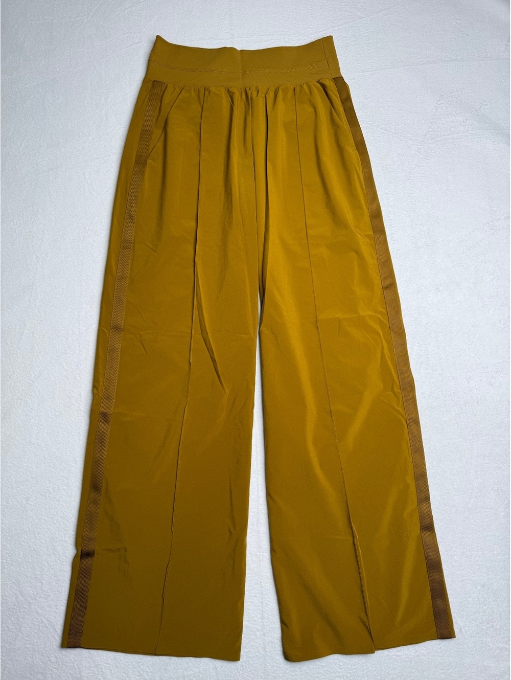 Athleta Nolita Wide Leg Pants Women’s 6 Mustard Side Stripe Stretch